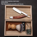 Luxury Men's folding razors 4 sets, straight -blade razors, high -carbon steel blades beard foam, repair brush, grinding stones and grinding knife band -complete beauty set Men's birthday gift, high -end gift box, high -end gift box
